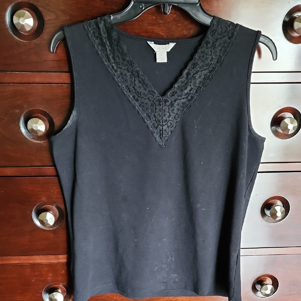 Black Embellished Fitted Sleeveless Tank